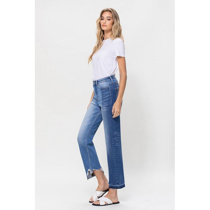 Denim - SUPER HIGH RISE CROP STRAIGHT W CONTRAST AND UNEVE -  - Cultured Cloths Apparel