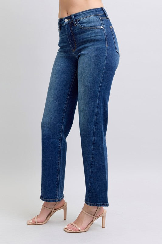 Denim - Judy Blue Full Size Side Seam Detail Straight Jeans with Pockets - - Cultured Cloths Apparel