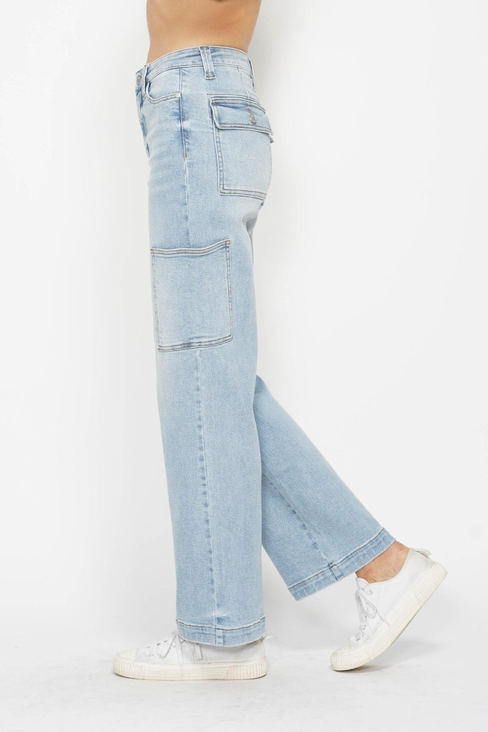 Denim - Judy Blue Full Size High Waist Straight Cargo Jeans -  - Cultured Cloths Apparel