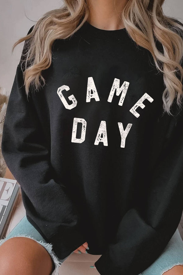 Graphic T-Shirts - GAME DAY GRAPHIC BRUSHED SWEATSHIRTS - Black - Cultured Cloths Apparel