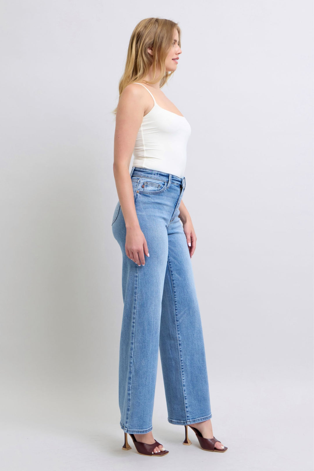 Denim - Judy Blue Full Size Wide Leg Jeans with Pockets - - Cultured Cloths Apparel