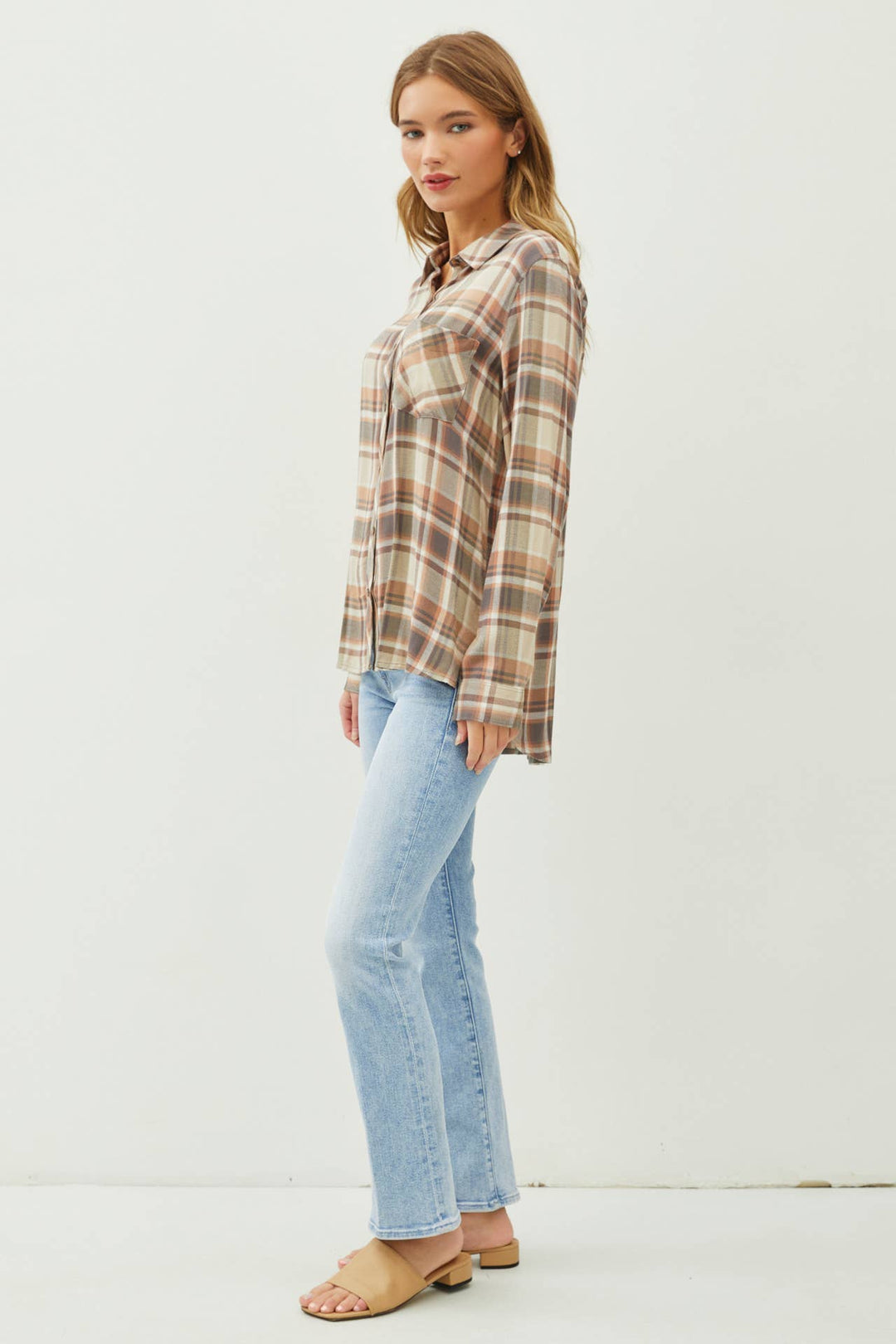 Women's Long Sleeve - CLASSIC MULTI-BROWN RED FLANNEL SHIRT -  - Cultured Cloths Apparel