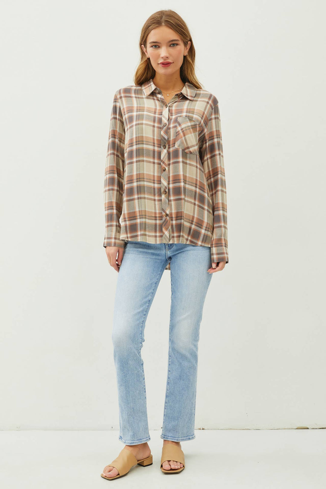 Women's Long Sleeve - CLASSIC MULTI-BROWN RED FLANNEL SHIRT -  - Cultured Cloths Apparel