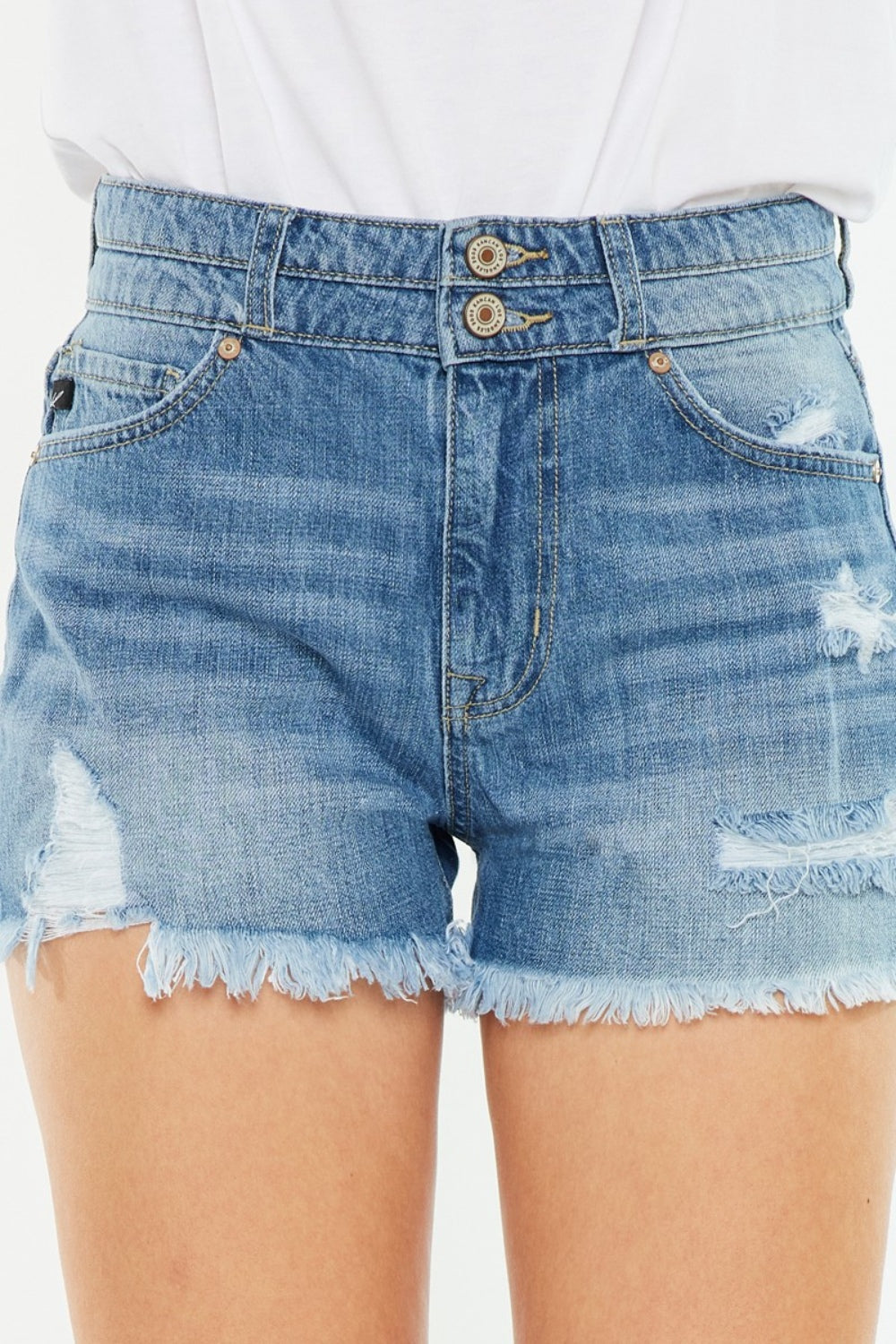 Women's Shorts - Kancan Full Size High Rise Raw Hem Denim Shorts -  - Cultured Cloths Apparel