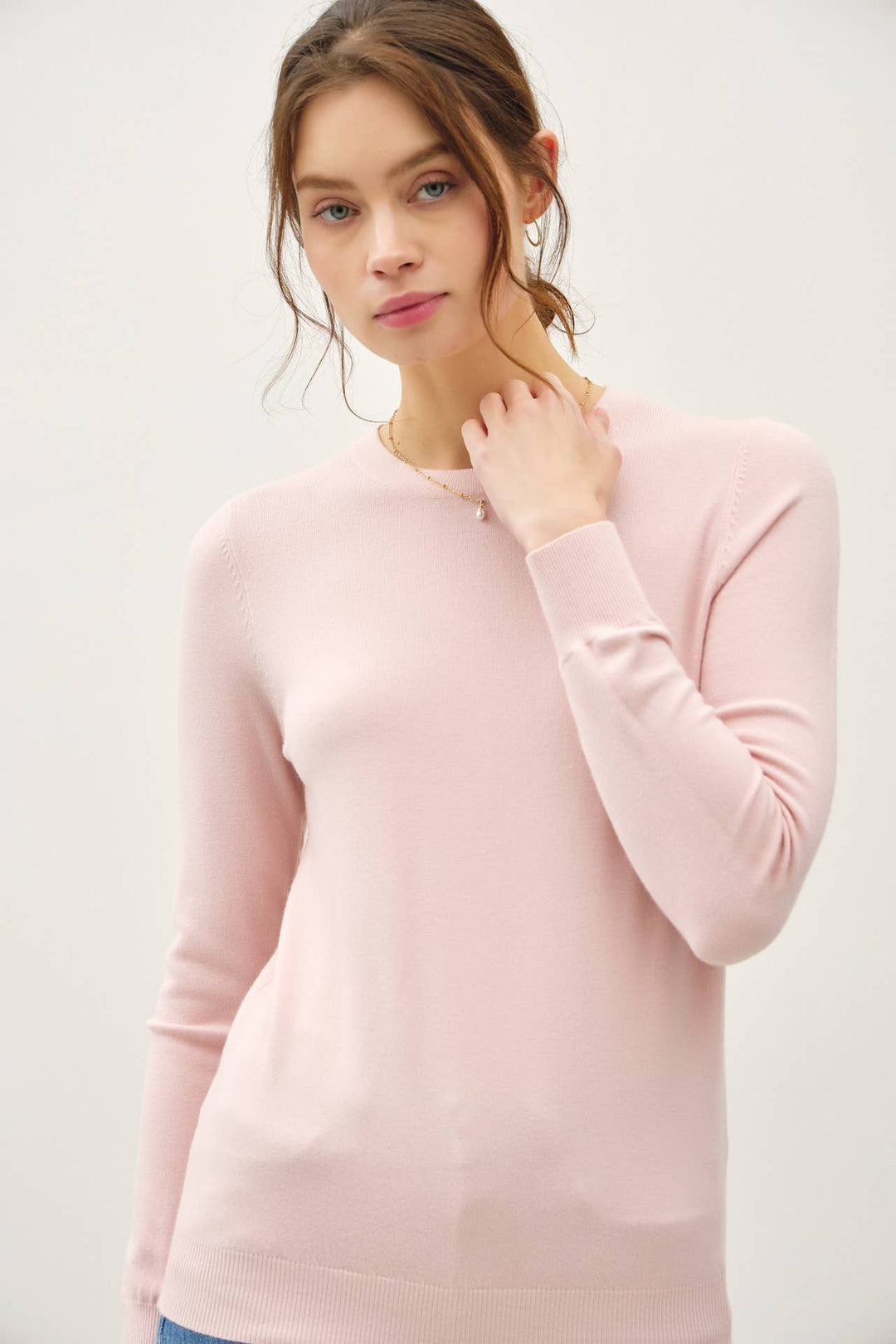 Women's Sweaters - BASIC CREW NECK SOFT KNIT SWEATER - - Cultured Cloths Apparel