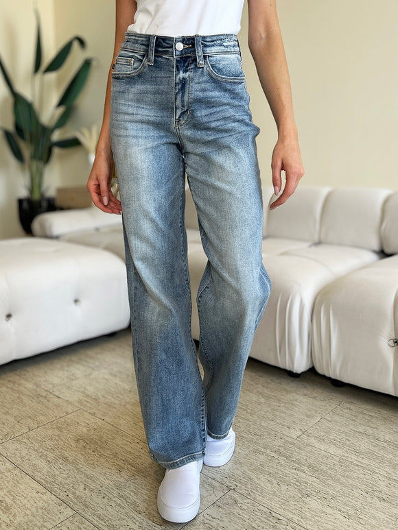 Denim - Judy Blue Full Size High Waist Straight Jeans - Light - Cultured Cloths Apparel