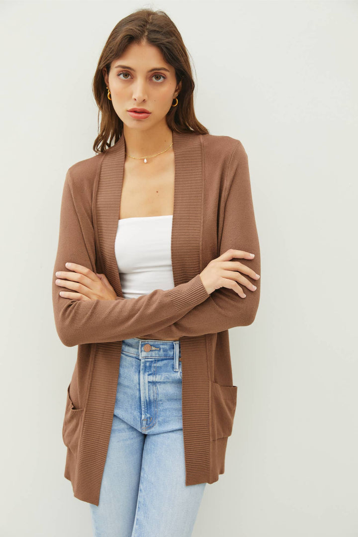 Outerwear - COTTON BLEND KNIT OPEN FRONT CARDIGAN -  - Cultured Cloths Apparel