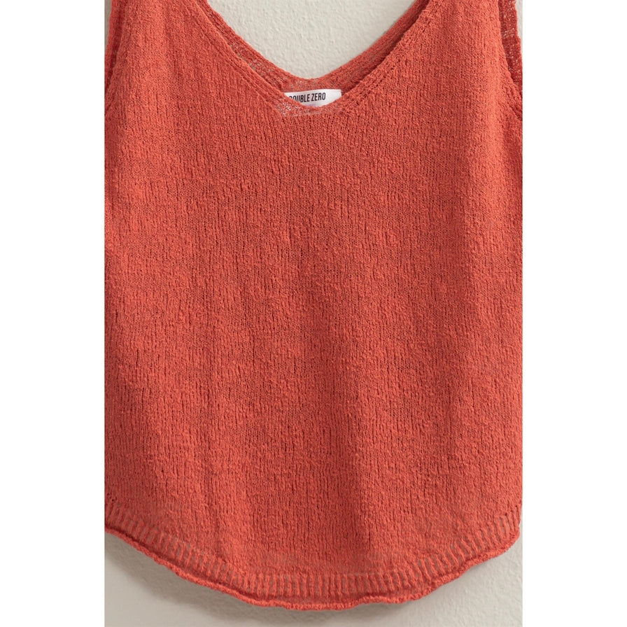 Women's Sleeveless - Try Your Luck V Neck Sleeveless Top - Brick - Cultured Cloths Apparel