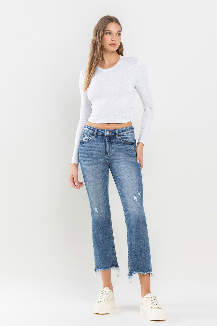 Denim - Lovervet Mid Rise Frayed Hem Jeans -  - Cultured Cloths Apparel