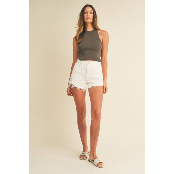 Women's Shorts - White Vintage Frayed Hem Short -  - Cultured Cloths Apparel