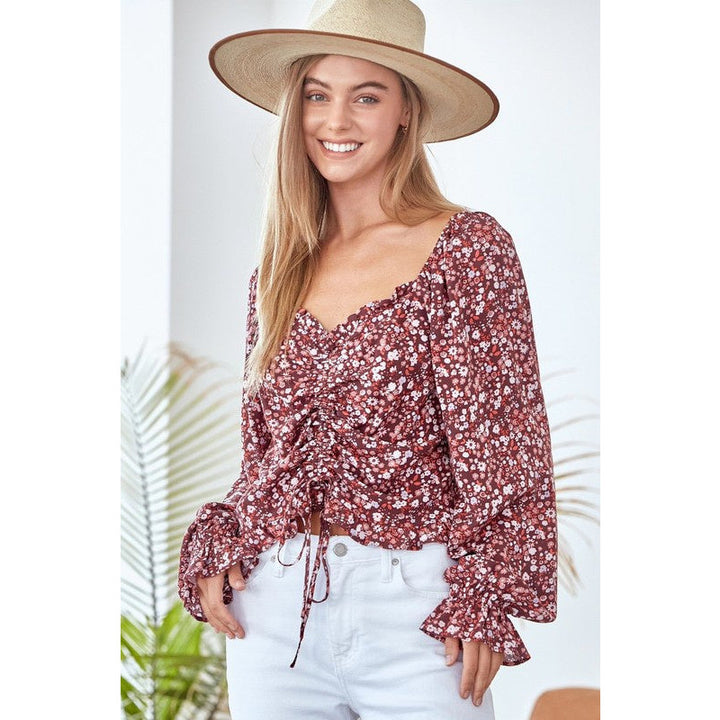 Women's Long Sleeve - Chic Printed Floral Top -  - Cultured Cloths Apparel