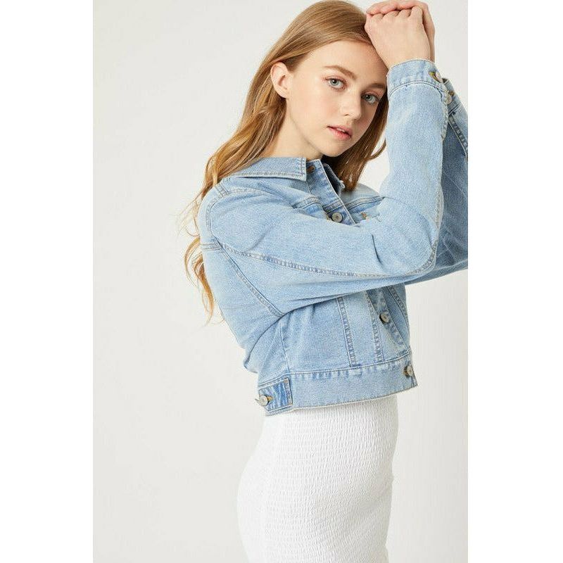 Outerwear - Stretch Cropped Denim Jacket -  - Cultured Cloths Apparel