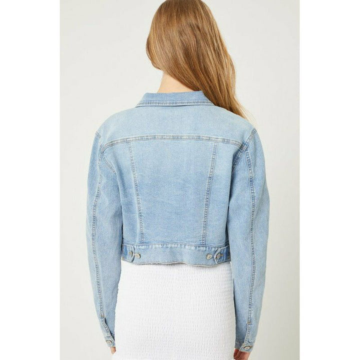 Outerwear - Stretch Cropped Denim Jacket -  - Cultured Cloths Apparel