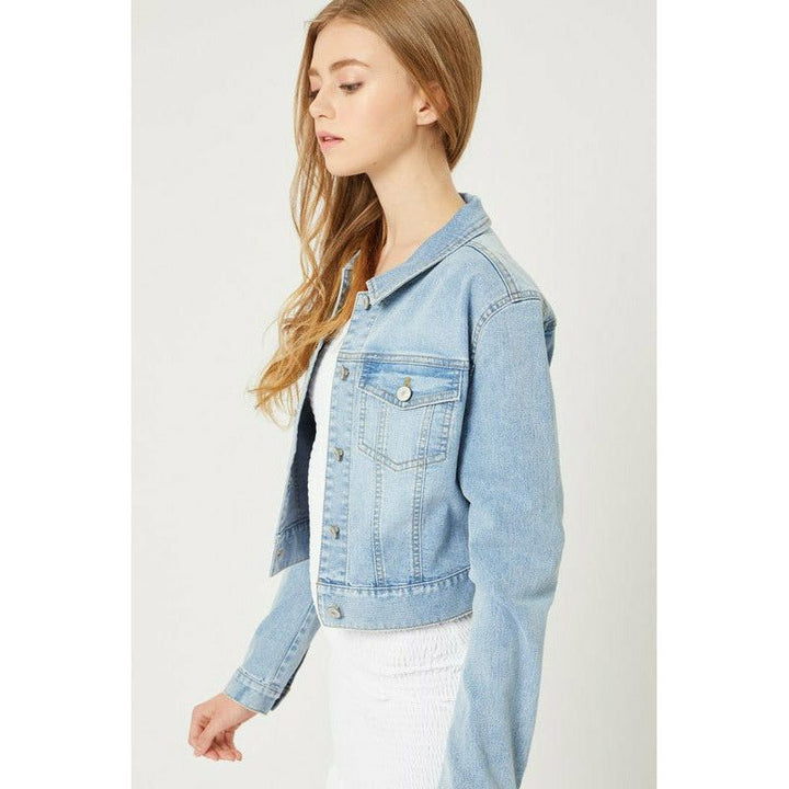 Outerwear - Stretch Cropped Denim Jacket -  - Cultured Cloths Apparel