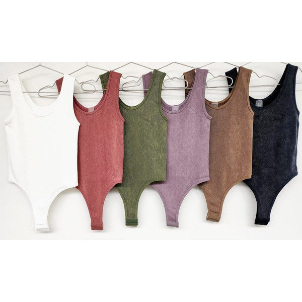 Athleisure - Ribbed Washed Tank Bodysuit - Lilac - Cultured Cloths Apparel