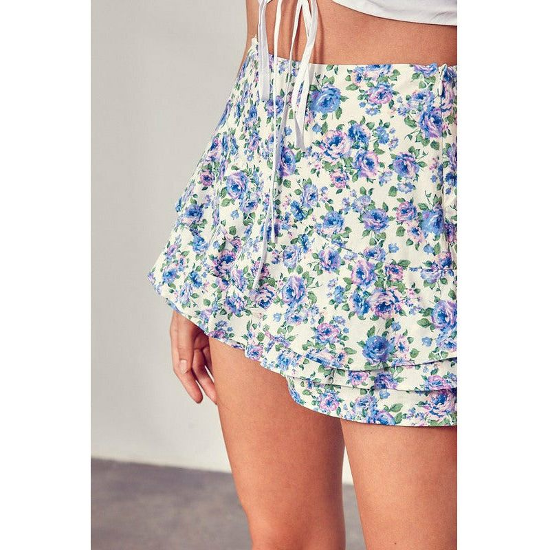 Women's Dresses - Floral Print Ruffle Skort -  - Cultured Cloths Apparel