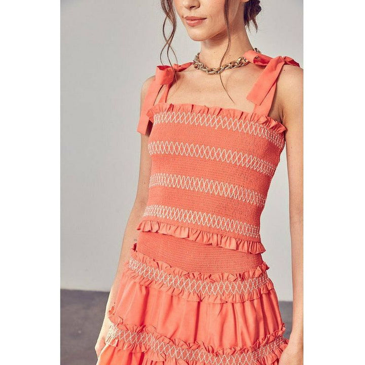 Women's Dresses - SMOCKED BOW STRAP TOP -  - Cultured Cloths Apparel