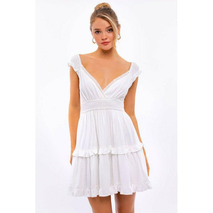 Women's Dresses - Cap Sleeve Ruffle Mini Dress -  - Cultured Cloths Apparel