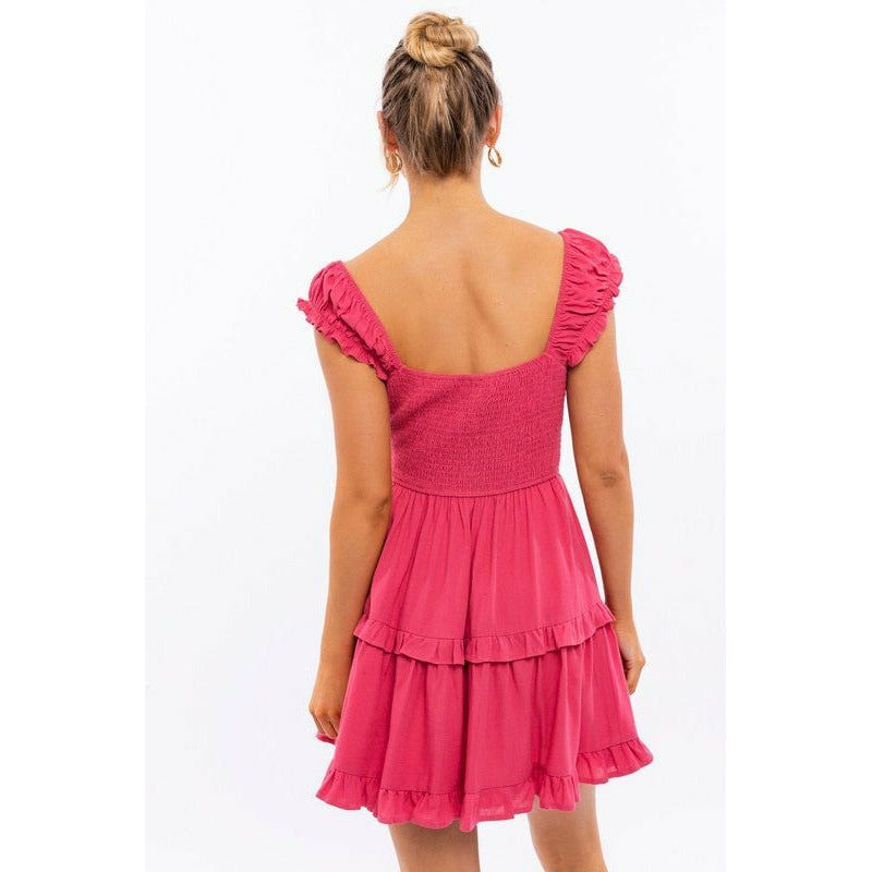 Women's Dresses - Cap Sleeve Ruffle Mini Dress -  - Cultured Cloths Apparel