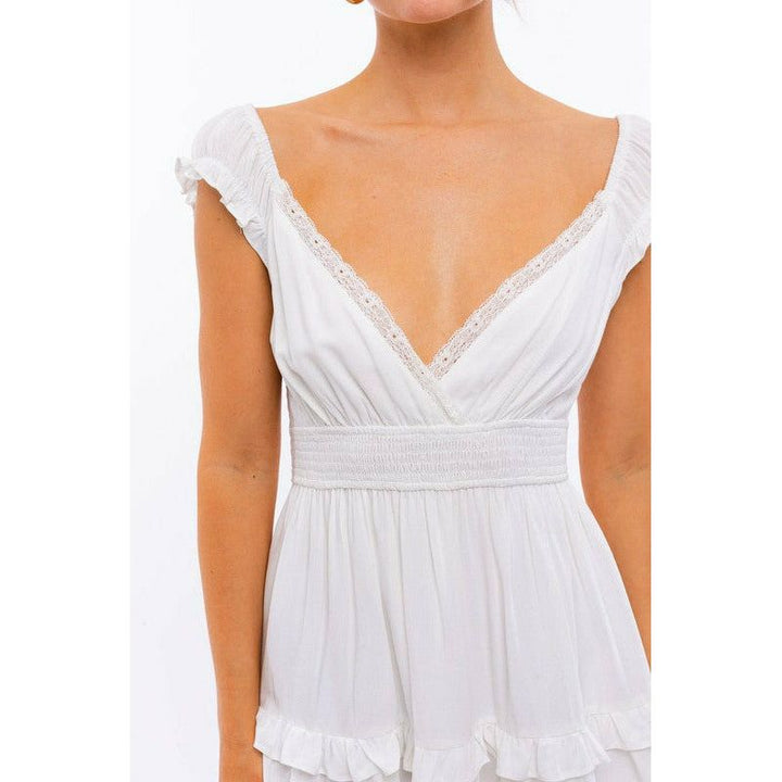 Women's Dresses - Cap Sleeve Ruffle Mini Dress -  - Cultured Cloths Apparel