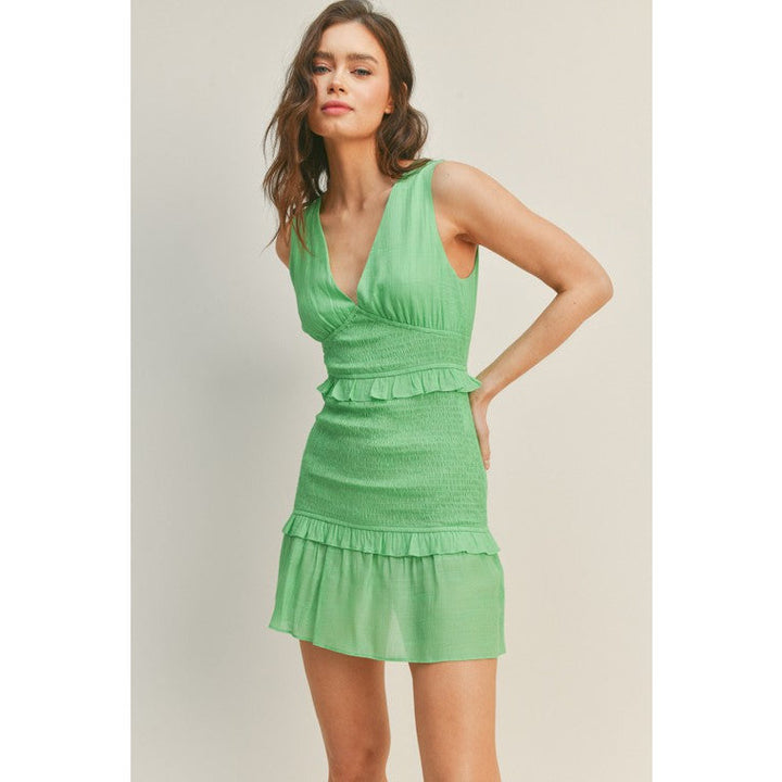 Women's Dresses - Lemon Lime Smocked Mini Dress -  - Cultured Cloths Apparel