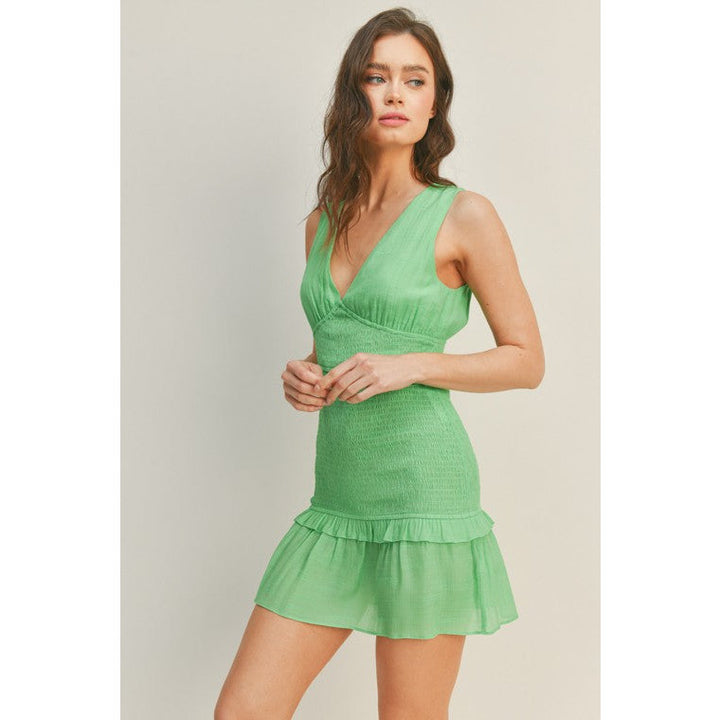 Women's Dresses - Lemon Lime Smocked Mini Dress -  - Cultured Cloths Apparel