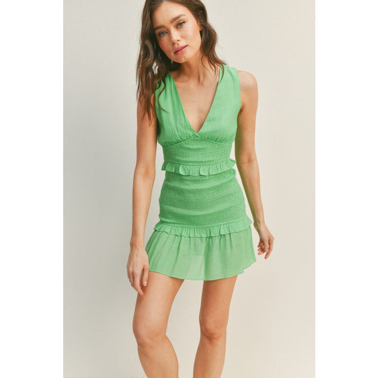 Women's Dresses - Lemon Lime Smocked Mini Dress -  - Cultured Cloths Apparel