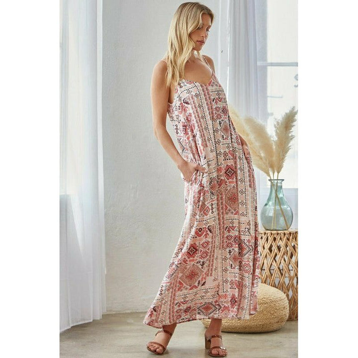 Women's Dresses - Fun Ethnic Aztec Print Maxi Dress -  - Cultured Cloths Apparel