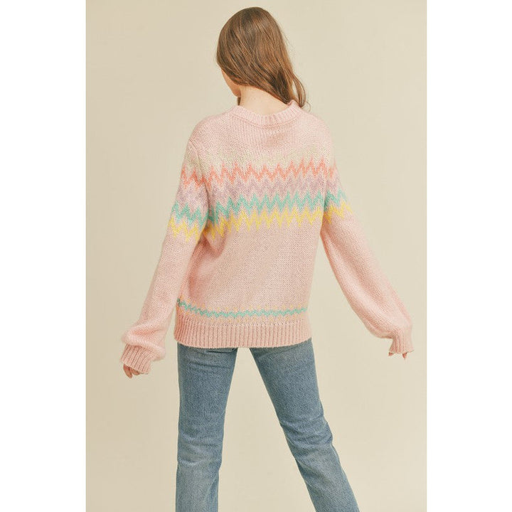 Women's Sweaters - Colorful Zigzag Striped Knit Sweater -  - Cultured Cloths Apparel