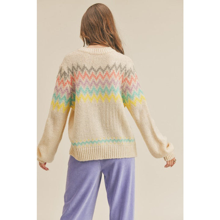 Women's Sweaters - Colorful Zigzag Striped Knit Sweater -  - Cultured Cloths Apparel