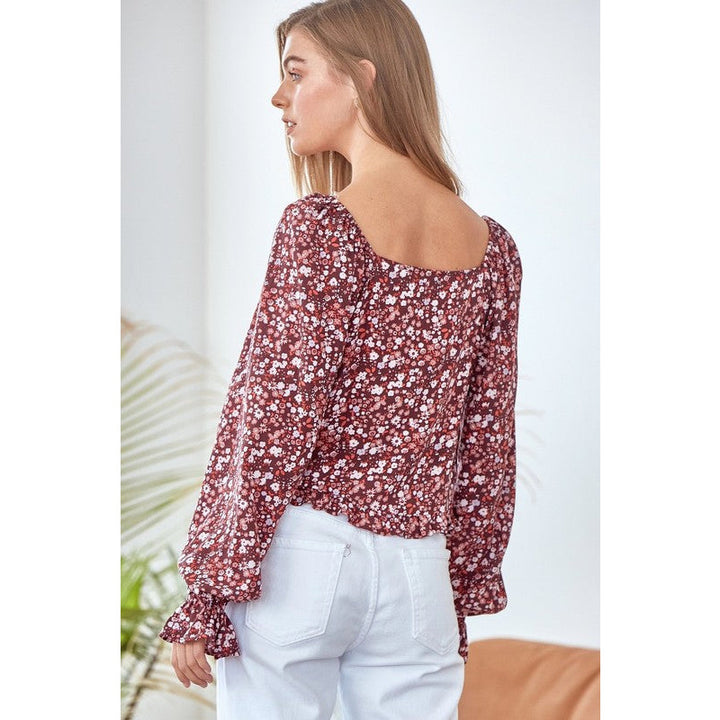 Women's Long Sleeve - Chic Printed Floral Top -  - Cultured Cloths Apparel