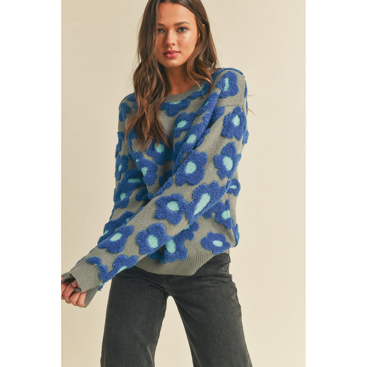 Women's Sweaters - Sherpa Floral Knit Sweater -  - Cultured Cloths Apparel