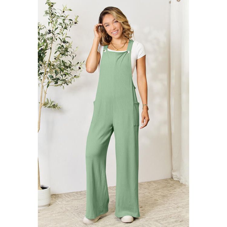 Romper - Double Take Full Size Wide Strap Overall with Pockets -  - Cultured Cloths Apparel