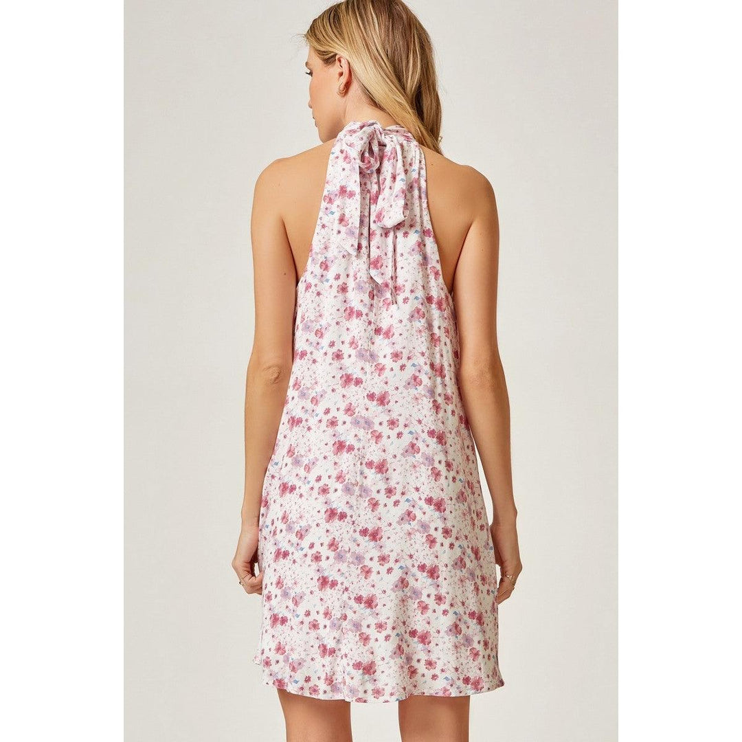 Women's Dresses - High Neck Floral Print Sleeveless Dress -  - Cultured Cloths Apparel