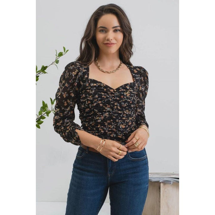 Women's 3/4 Sleeve - Sweetheart 3/4 Sleeve Floral Top -  - Cultured Cloths Apparel