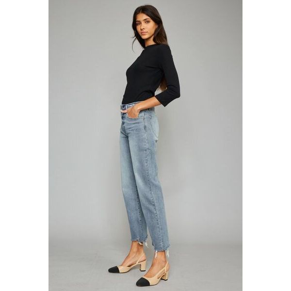 Denim - Kancan High Waist Raw Hem Cropped Wide Leg Jeans -  - Cultured Cloths Apparel