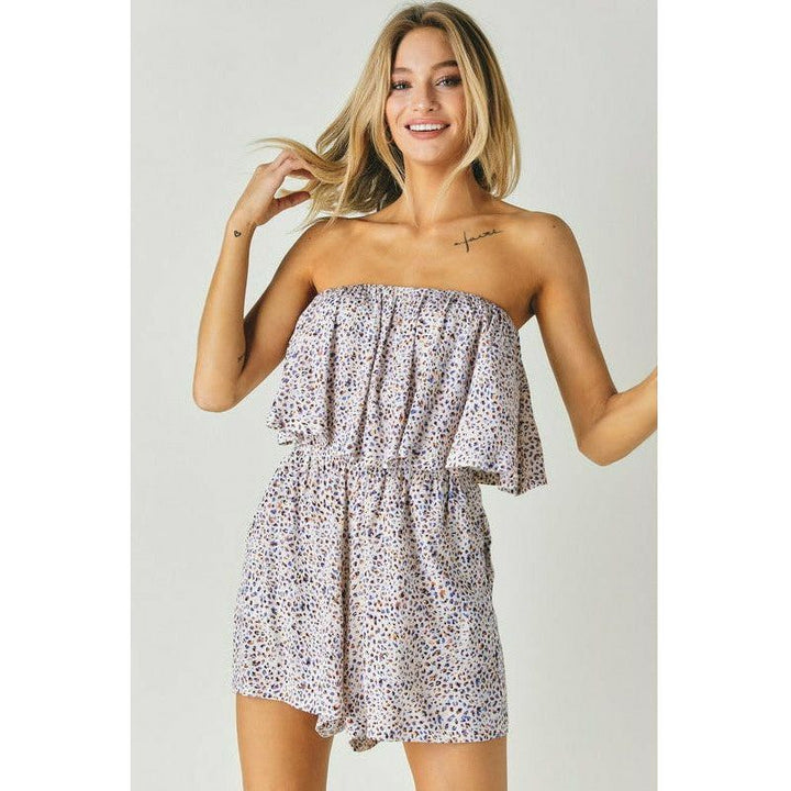 Women's Rompers - Woven Leopard Tube Top Romper -  - Cultured Cloths Apparel