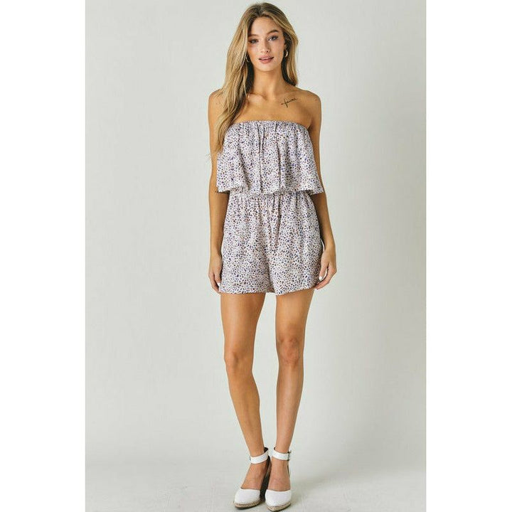 Women's Rompers - Woven Leopard Tube Top Romper -  - Cultured Cloths Apparel