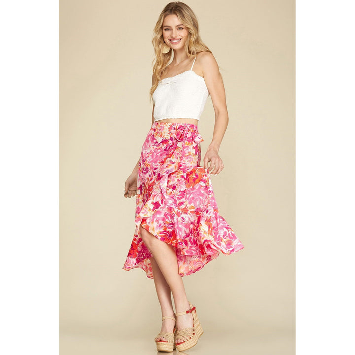 Women's Skirts - Floral Print Woven Wrap Midi Skirt -  - Cultured Cloths Apparel