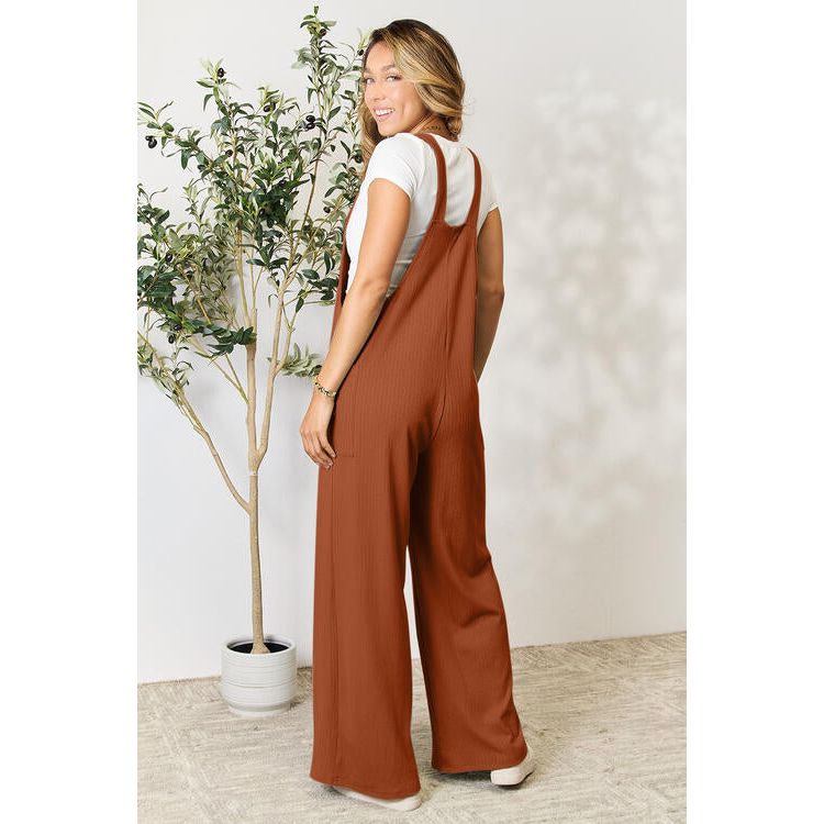 Romper - Double Take Full Size Wide Strap Overall with Pockets -  - Cultured Cloths Apparel