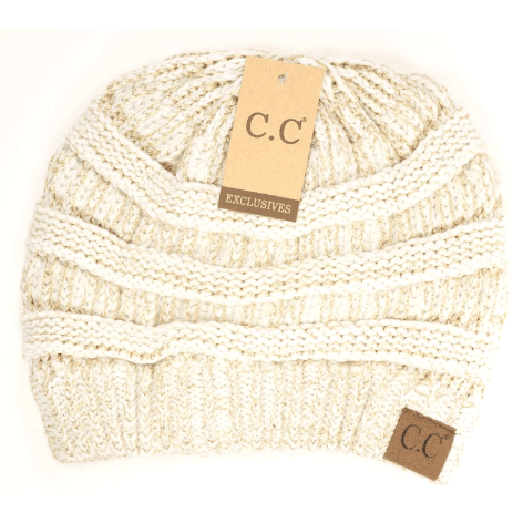 Beanies - C.C Beanie Hat Metallic - Ivory Gold Met - Cultured Cloths Apparel