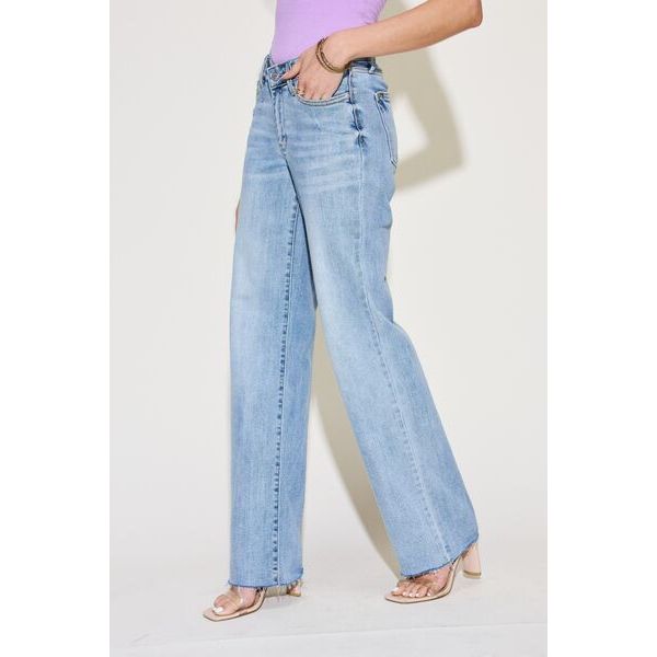 Denim - Judy Blue Full Size V Front Waistband Straight Jeans -  - Cultured Cloths Apparel