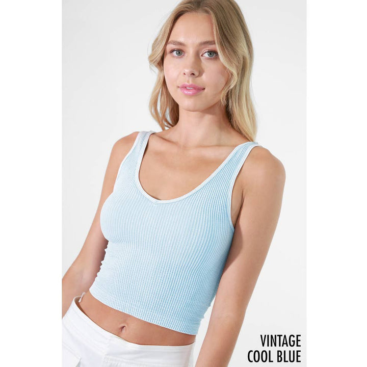 Athleisure - Vintage Reversible Crop Top - Vintage Cool Blue - Cultured Cloths Apparel