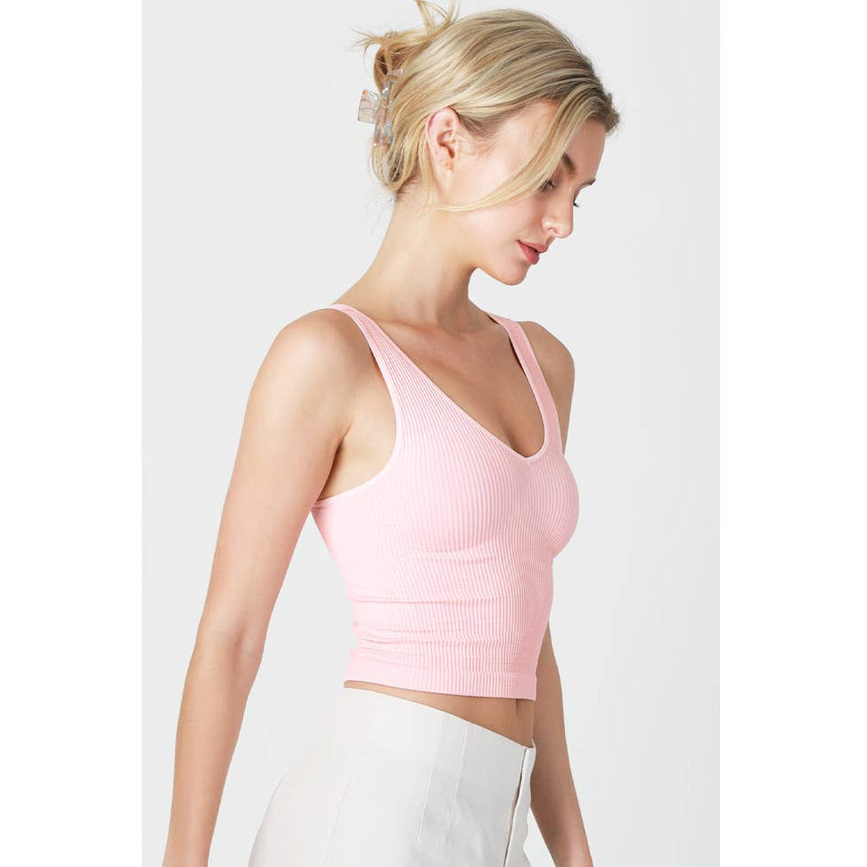 Athleisure - V Neck Ribbed Cropped Top -  - Cultured Cloths Apparel