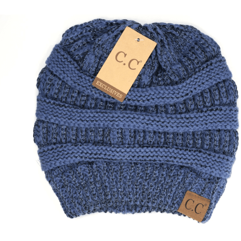 Beanies - C.C Beanie Hat Metallic - Dk Denim Met - Cultured Cloths Apparel