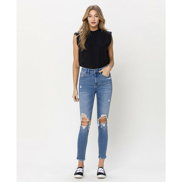 Denim - Vervet by Flying Monkey Distressed High Rise Skinny Crop -  - Cultured Cloths Apparel