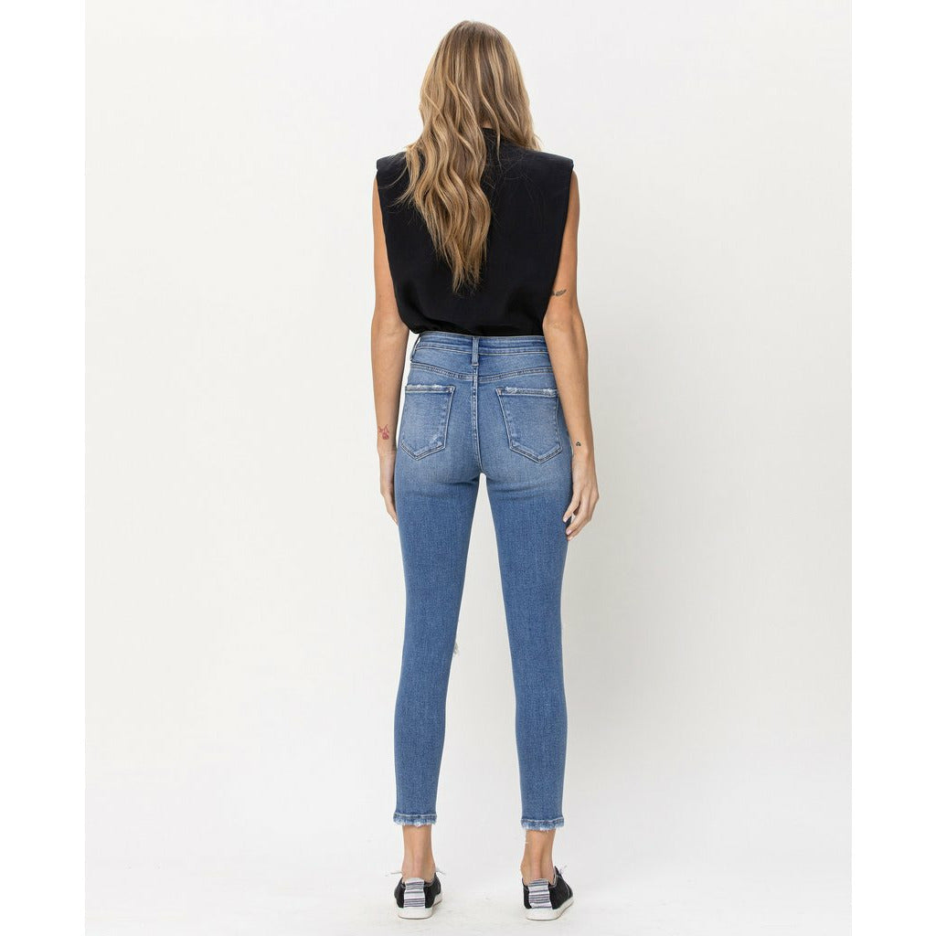 Denim - Vervet by Flying Monkey Distressed High Rise Skinny Crop -  - Cultured Cloths Apparel