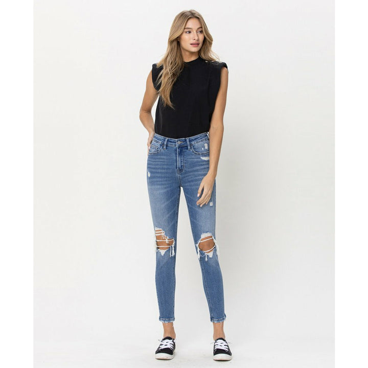 Denim - Vervet by Flying Monkey Distressed High Rise Skinny Crop -  - Cultured Cloths Apparel