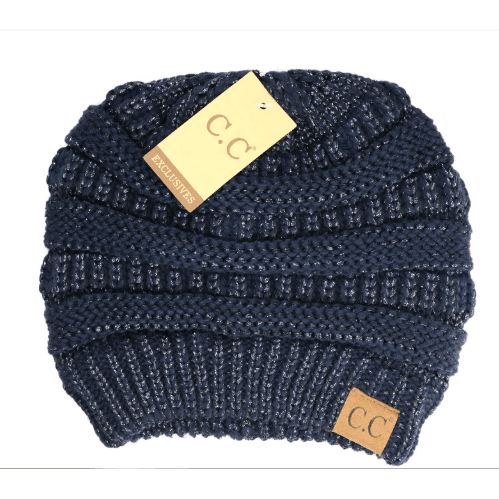 Beanies - C.C Beanie Hat Metallic - Navy Metallic - Cultured Cloths Apparel